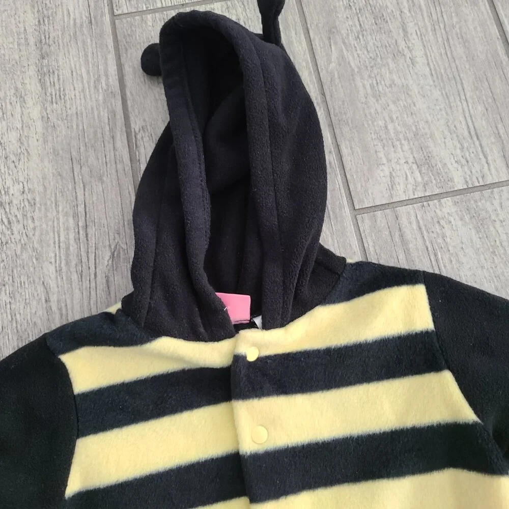 Little by Little Baby Bumblebee Hooded Fleece Coverall costume Size 3-6M NWT
